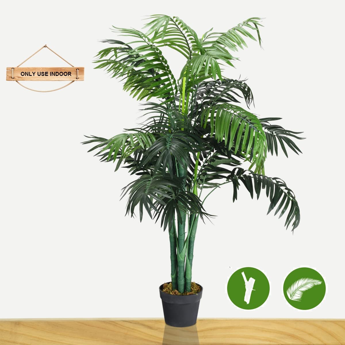 GIANTEX Albero artificiale, palma artificiale con vaso, palma artificiale, pianta d'appartamento in poliestere, per decorazione di interni, altezza 110 cm