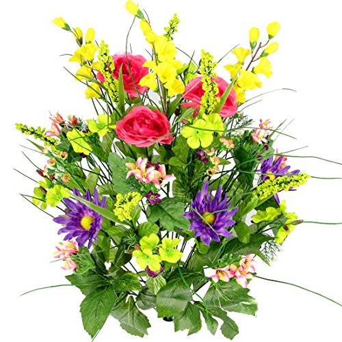 Artificial Dahlia, Morning Glory and Ranunculus and Blossom Fillers Mixed Bush - 30
