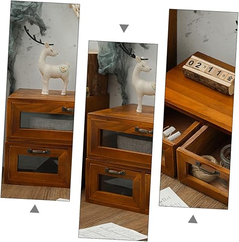 Miniatura 8 de Veemoon 1 estante de bambú para computadora en casa, monitor de almacenamiento de madera, organizador de elevación con cajones, cajón de TV para