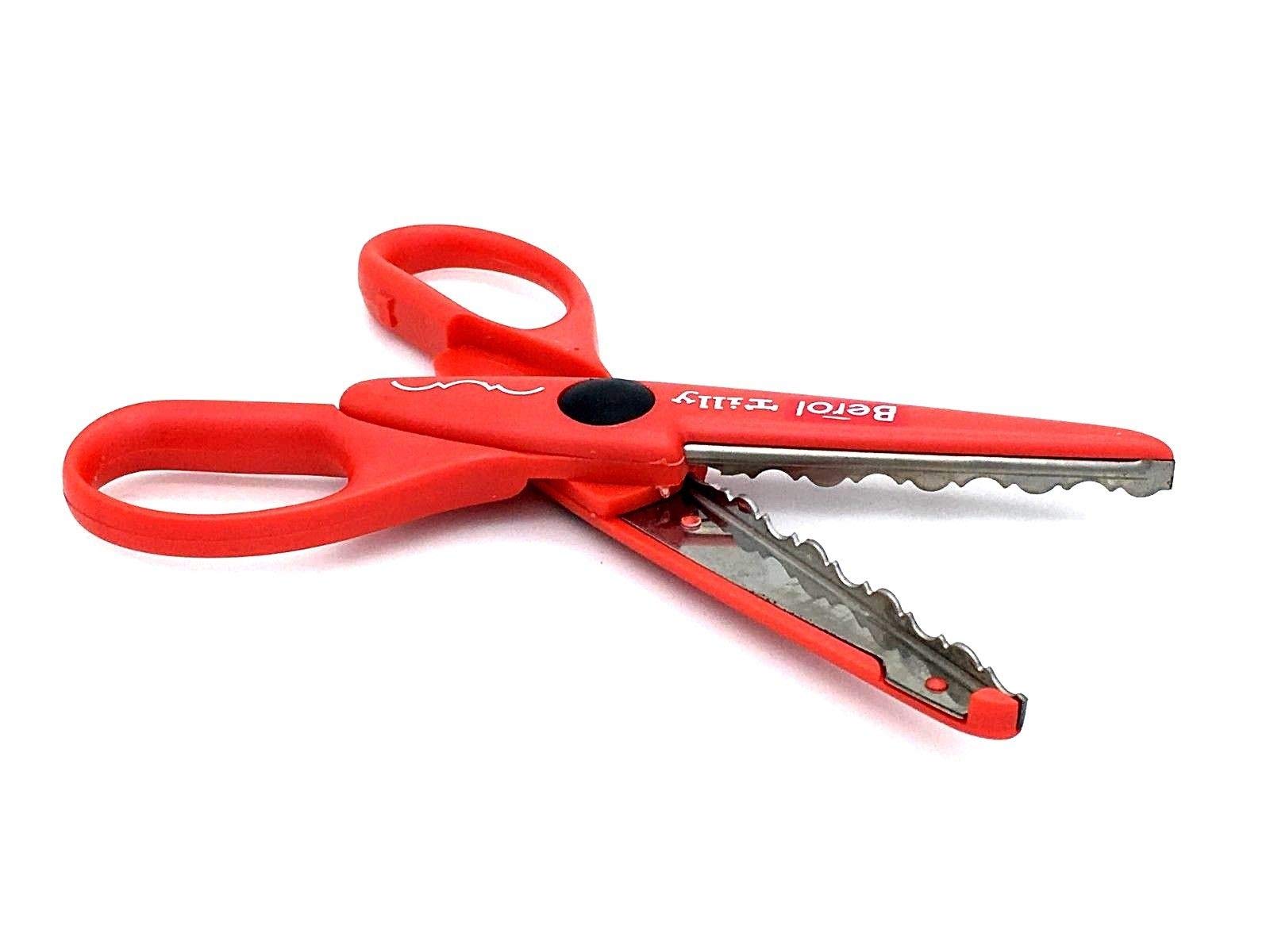 1 x Berol tilly red 15½cm (6") wave pattern craft scissors for crafting paper & card.