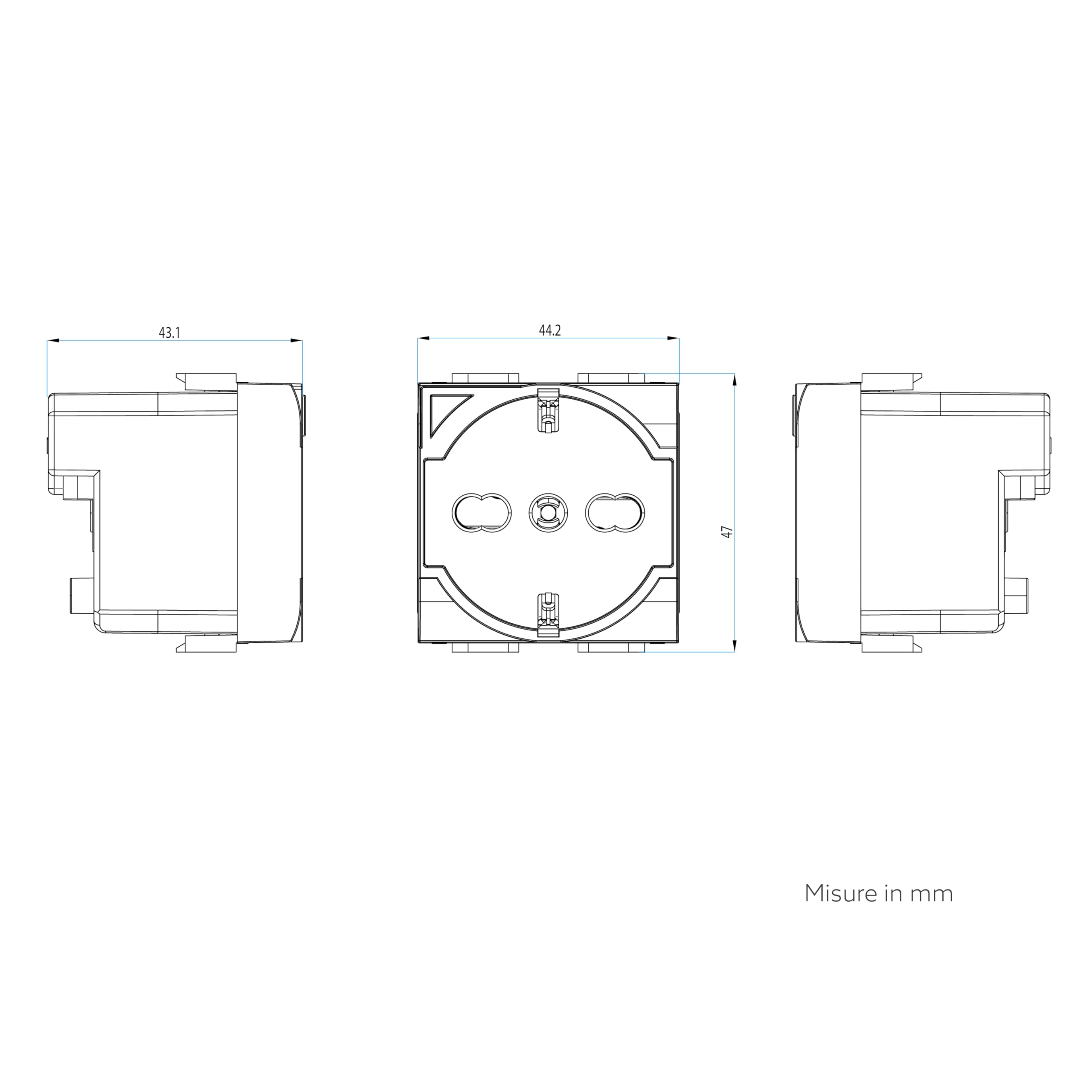 4box - Presa Smart P40 S compatibile con Bticino® LivingLight™. Colore Antracite. Connessa tramite WiFi, controllabile con App 4box e assistenti vocali Amazon Alexa e Google Home.