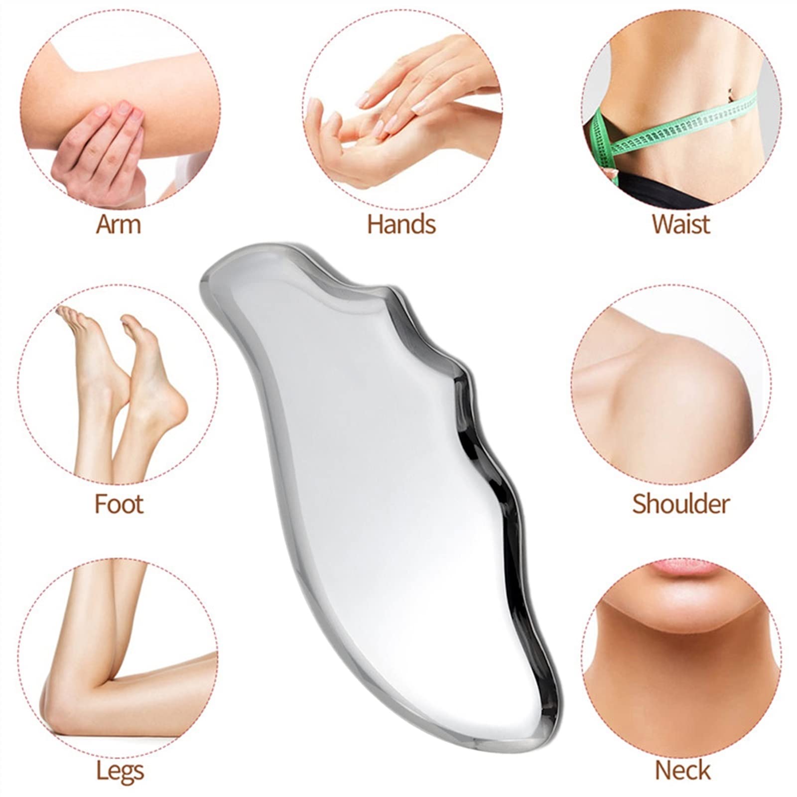 Masaje de Acero Inoxidable Gua Sha Guasha, Terapia de Tejido Suave Utilizada for Espalda, piernas, Brazos, Cuello, Hombro, Gimnasio en casa, 1 Uds.