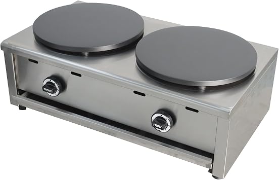 Double Natural Gas Crepe Machine 2000Pa Commercial Pancake Maker Nonstick Pan Griddle Machine Table Size 15.752 for Blintzes Eggs Bacon