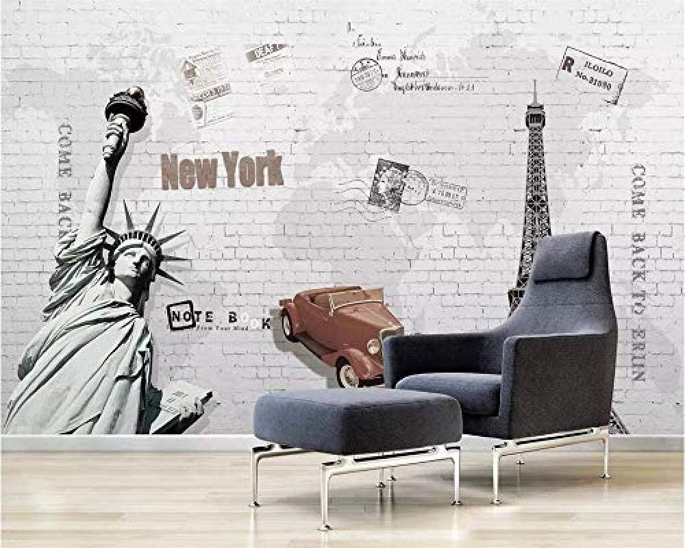 Muro di mattoni Torre di Parigi Dea della libertà Serie creativa Stampa HD Stampa artistica Pittura Carta da parati fotomurali poster murale Soggiorno camera letto minimalista tv sfondo-250cm×170cm