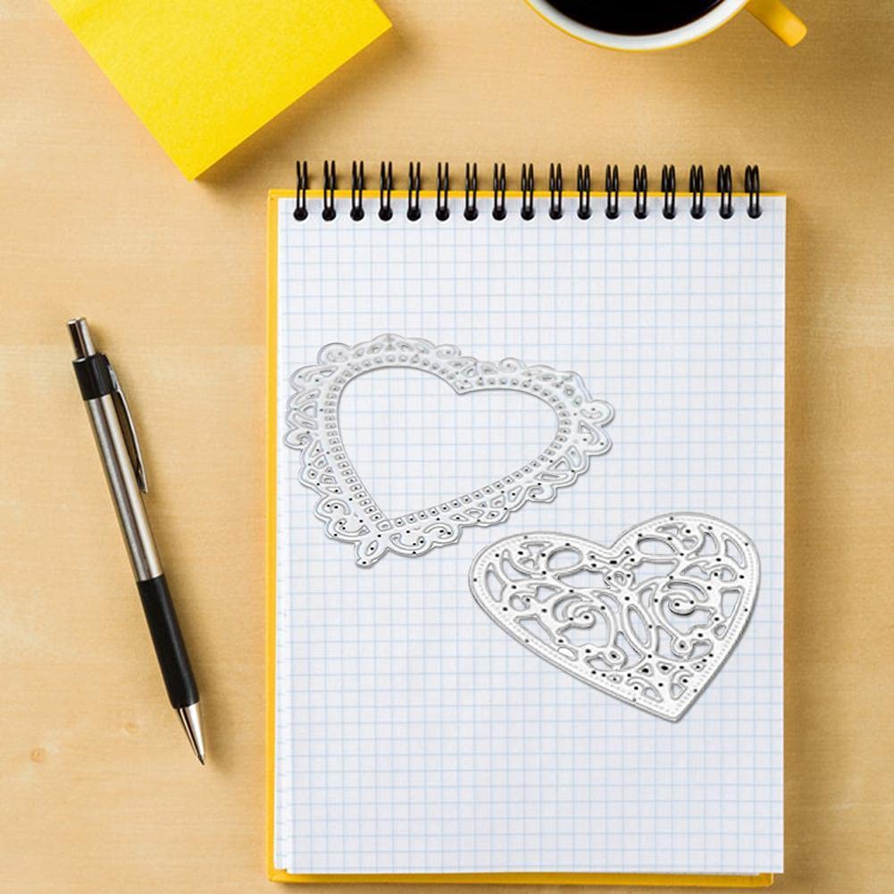 Set di 4 fustelle in metallo a forma di cuore, in pizzo, per biglietti d' invito nuziali, per album fai da te e scrapbooking, decorazioni per goffratura e biglietti