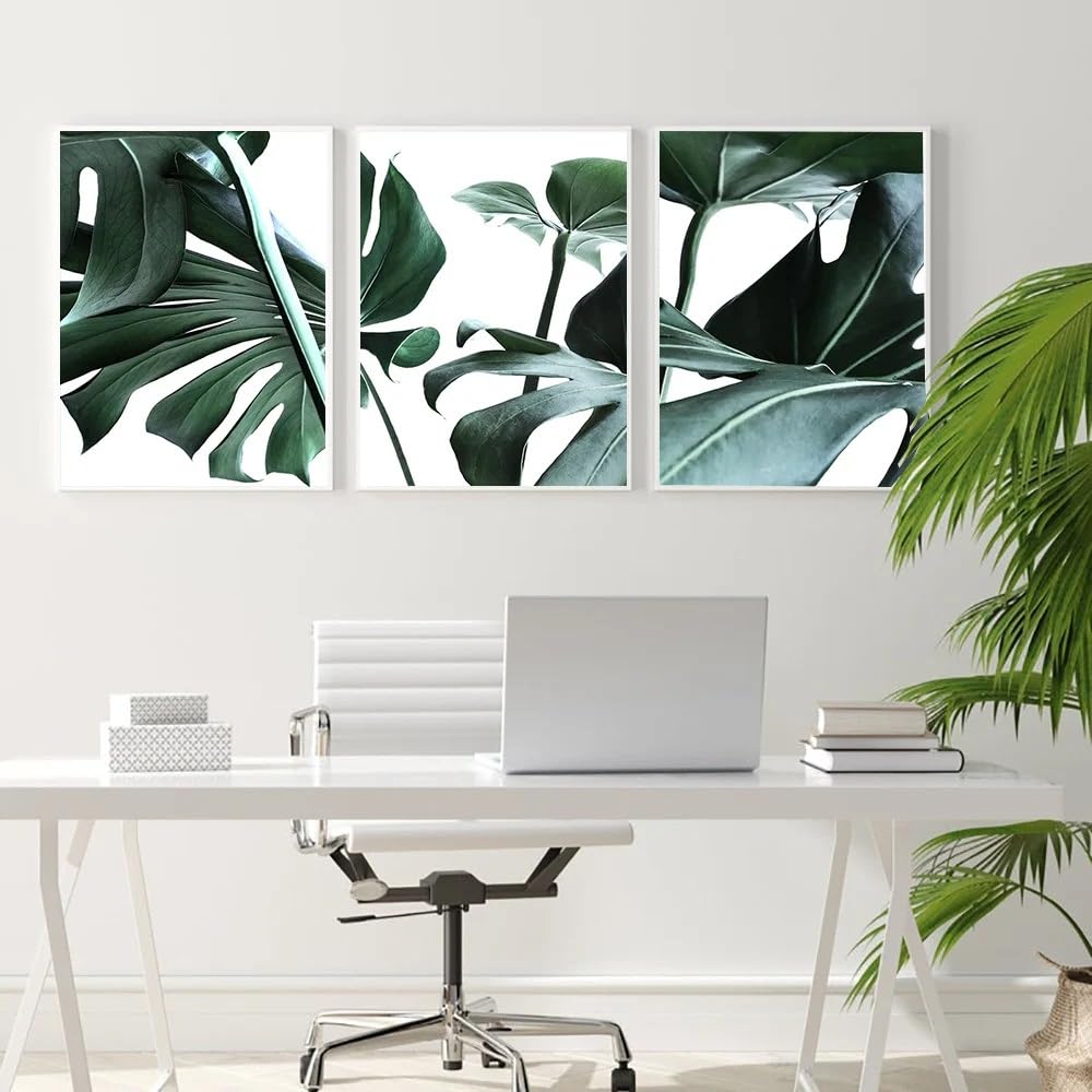WUHBCZ Canvas Paints-Abstract Prints Plant Posters Leaf Palm Banana Canvas Painting Green Wall Art Nordic Pictures for Living Kitchen Room Home Decoration Picture-60 * 80cm/3PCS (No Frame)