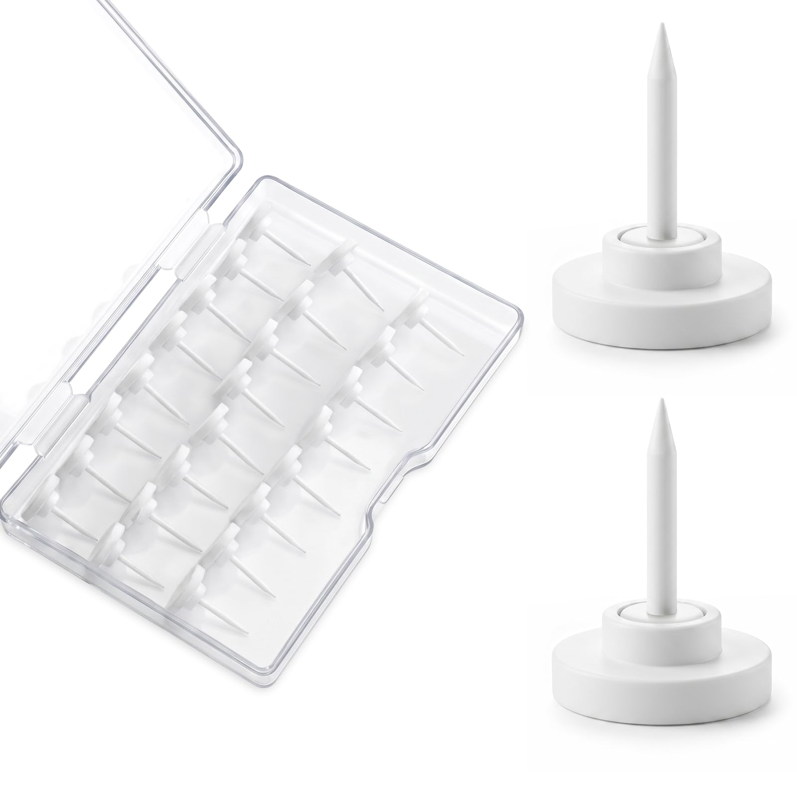 Shimeyao 30 Pcs 30 Pcs Metal Push Pins Thumb Tacks for Wall Board, White