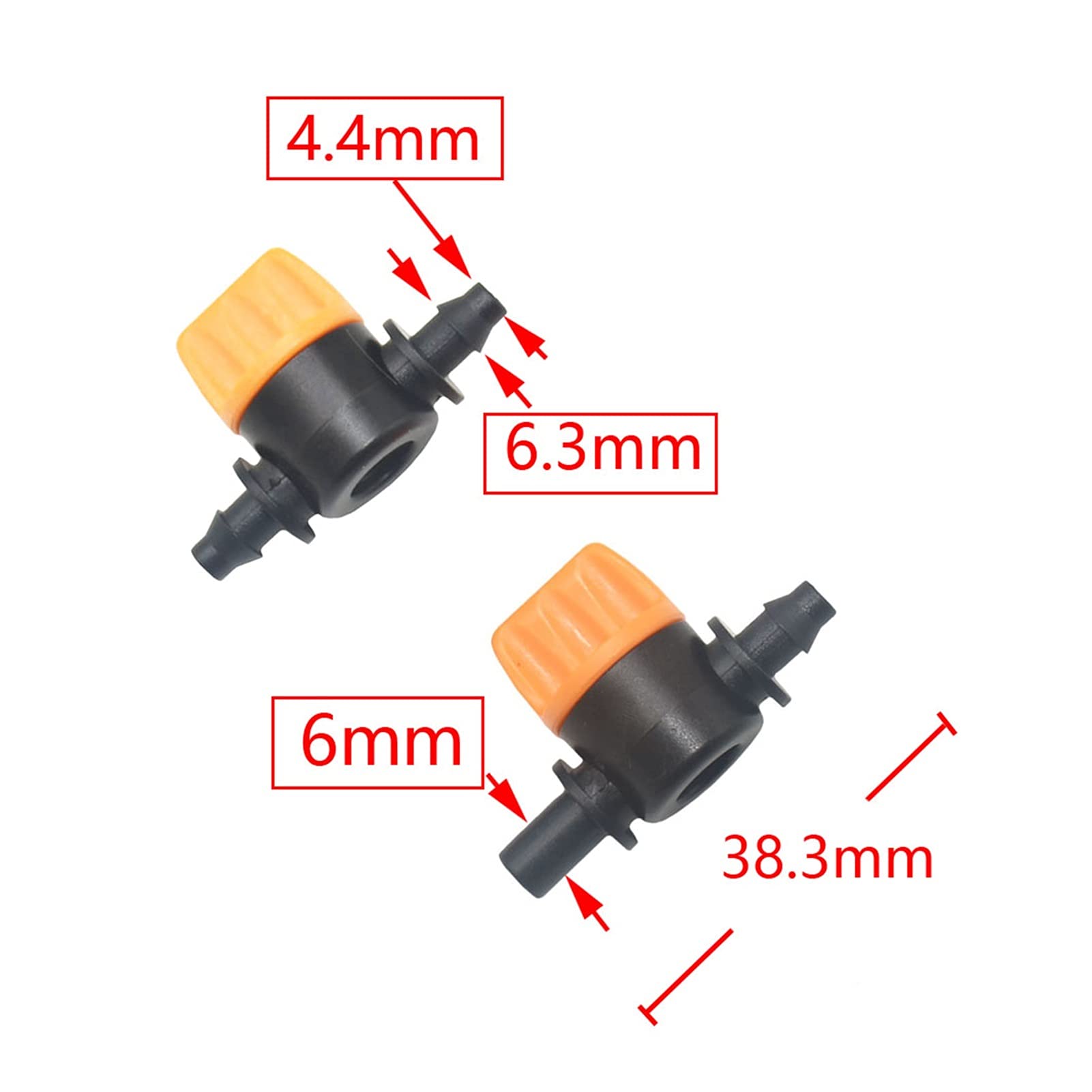 Adattatore Connettore Tubo Flessibile 100 4Mm Valvola Tubo Flessibile 4/7 Tubo Dell'Acqua Rubinetto da Giardino 6Mm a 1I4 Barb Valvola Dell'Acqua Raccordi per Irrigazia Goccia/4 Mm