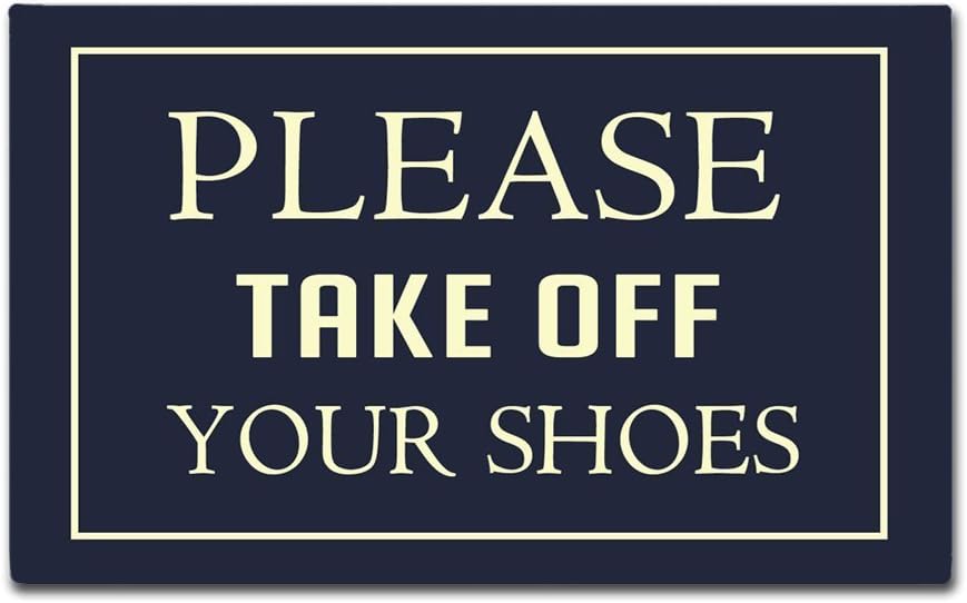 Maplehome Doormat Indoor Non-Slip Entrance Floor Mat Funny Doormat Please Take Off Your Shoes Door Mat Outdoor Rubber Mat Non-woven Fabric Top Rubber Back 15.7x23.6 Inch