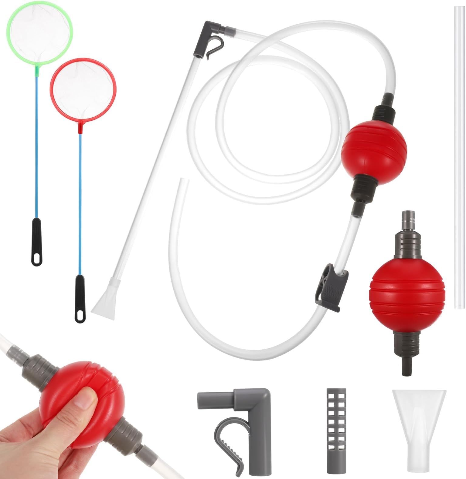 Aquarium Water Changer Kit, Aquarium Gravel Cleaner Fish Tank Aquarium Vacuum Siphon Pump Gravel Cleaner, Fits All Small Tank Sizes, with Long Hose and Coral Feeder Pipettes Dropper Accessories