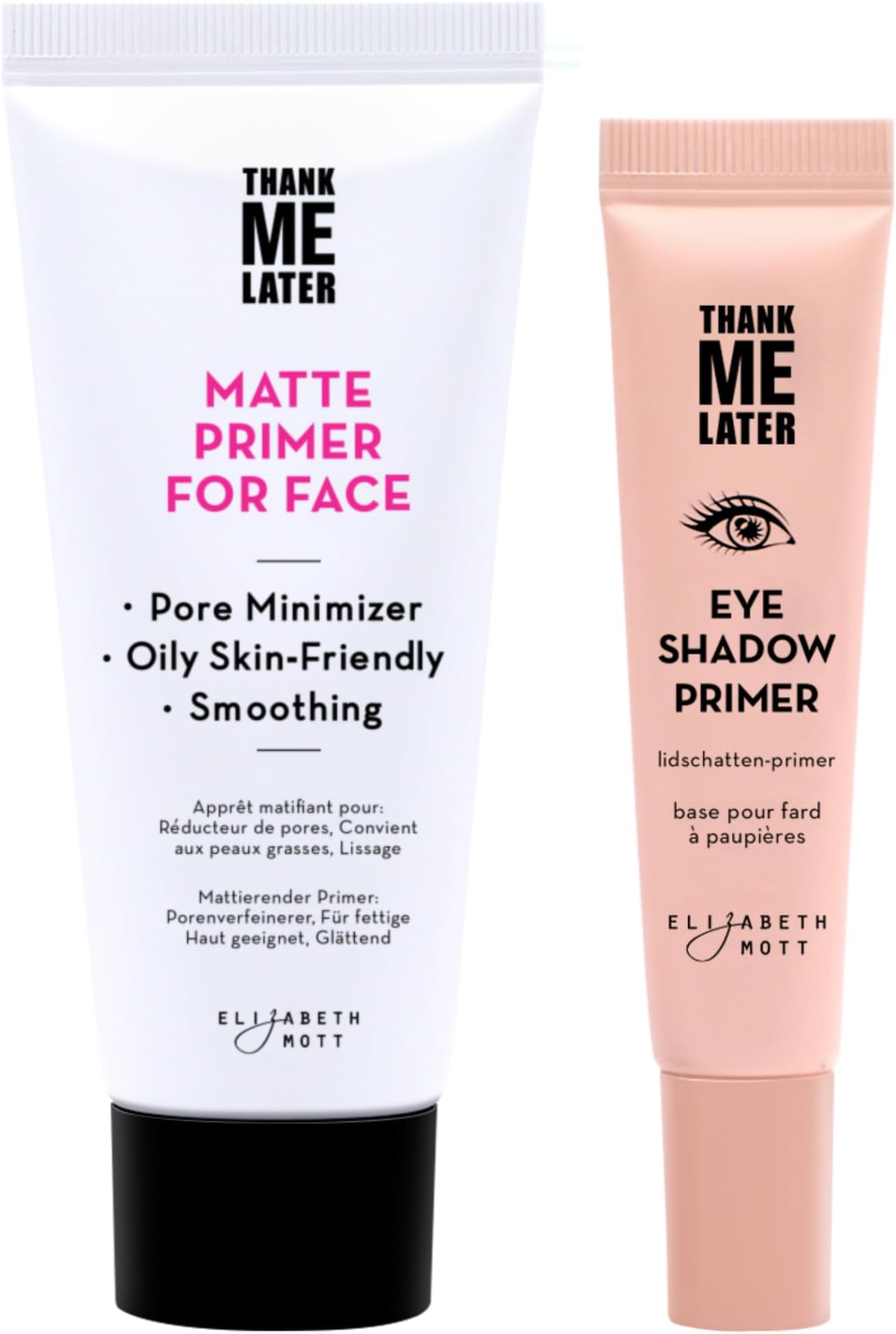 Elizabeth Mott Thank Me Later Face & Eye Primer – Long-Lasting Matte Makeup Base, Pore Minimizer, Oil & Shine Control, Wrinkle Blurring, Crease Prevention, Smooth Finish for All-Day Wear – 10g & 30g