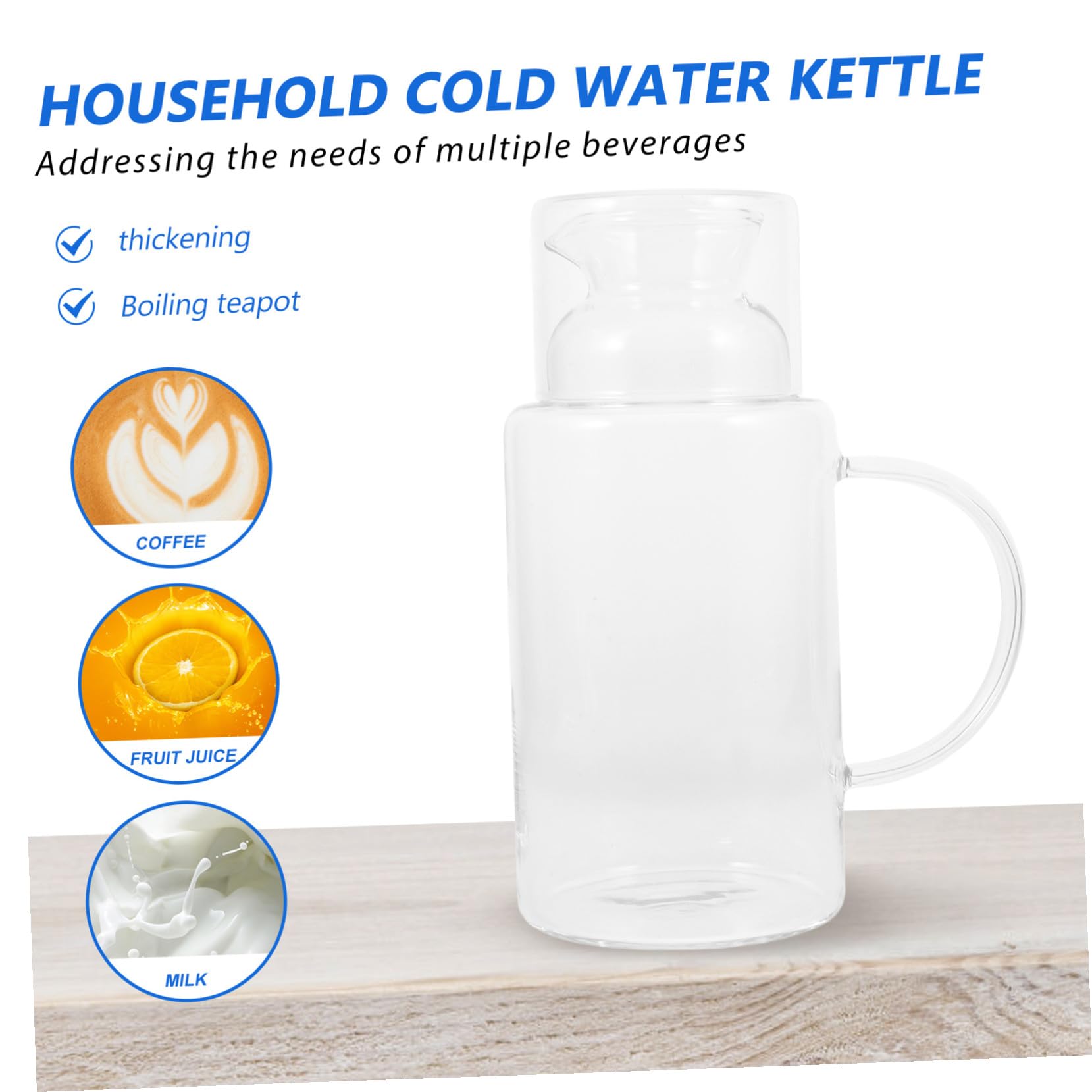 GALPADA Jarra de Vidrio Resistente Altas Temperaturas Contenedor de Agua para Bebidas Frías y Calientes con Antigoteo para Cocina Bar y Eventos Portátil y Fácil de Limpiar