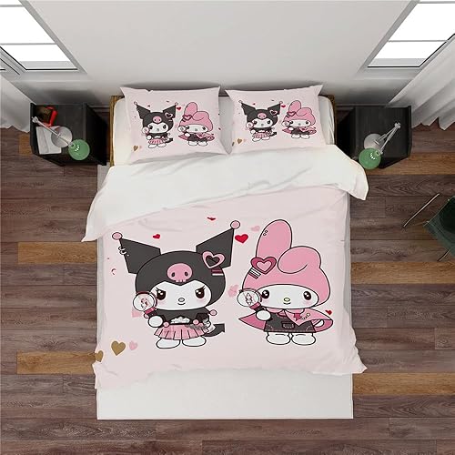 Miniatura 3 de Tyboskp Juego de funda de edredón de dibujos animados de anime, ropa de cama ligera y cómoda con estampado 3D, ropa de cama de 3 piezas para niños y