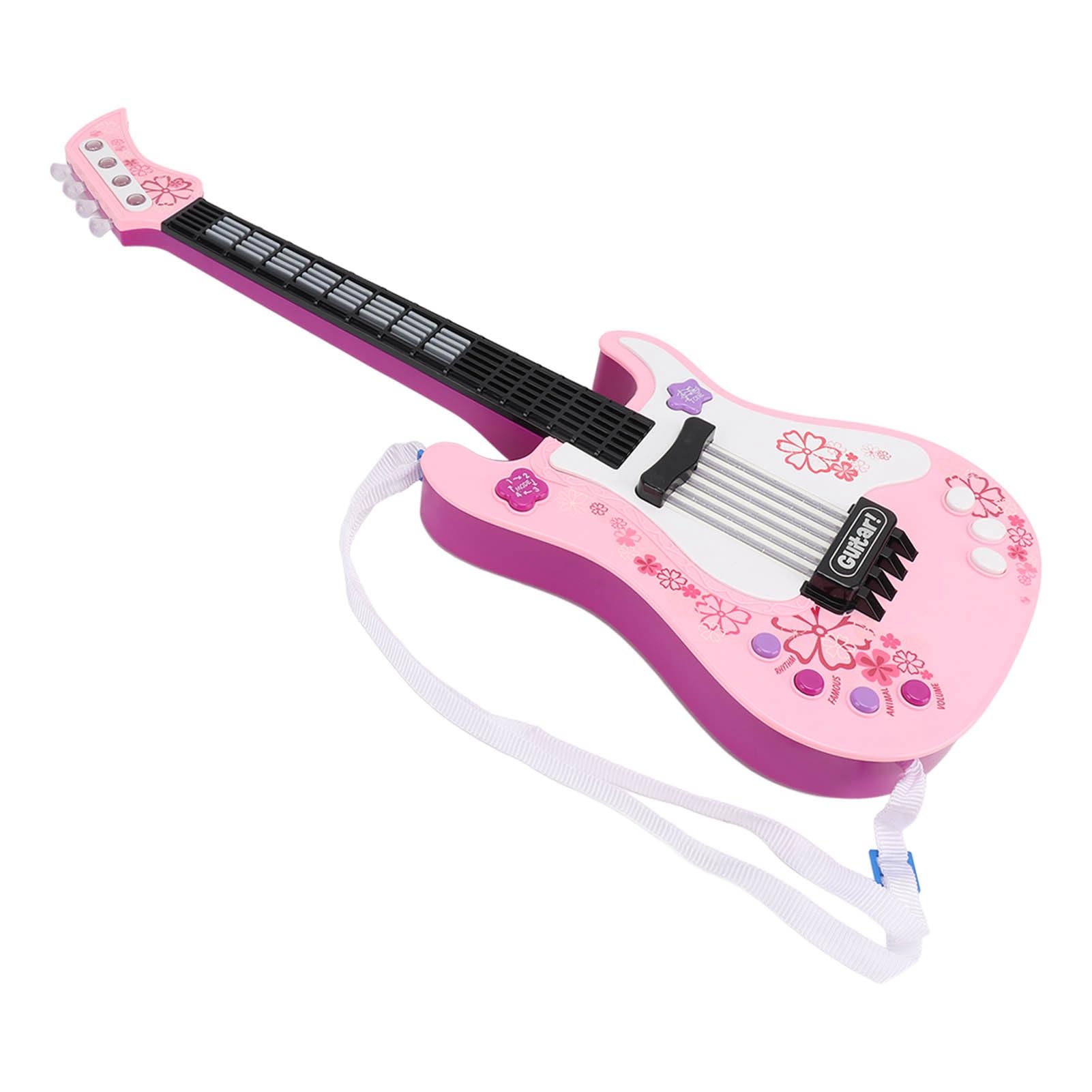 Cosiki Elektroniczna Zabawka Gitarowa, Połączenie Mikrofonowe z Wykrywaniem w Podczerwieni, Oszczędzanie Energii, Symulacja Dzieci, Gitarowa światło, 4 Tryby Gry dla Wczesnej Edukacji (Różowy)