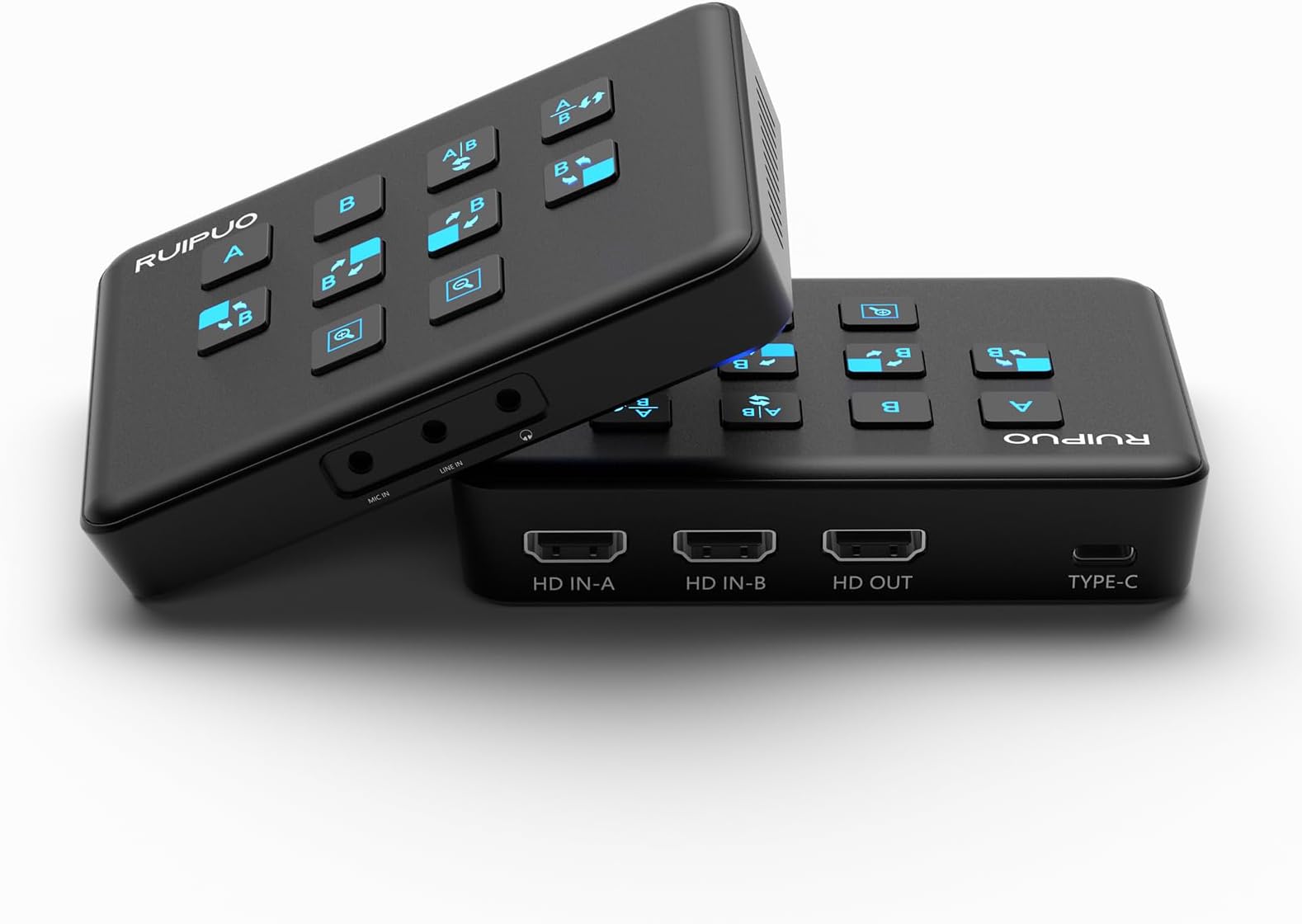 RuiPuo ビデオキャプチャカード 1080P 60FPS ブラック 4K 60HZ デュアルHDMI入力ビデオキャプチャカード HDMIからUSB 3.0ビデオキャプチャカード OBSライブブロードキャスト、録画、ストリーミング、ポッドキャスティング用
