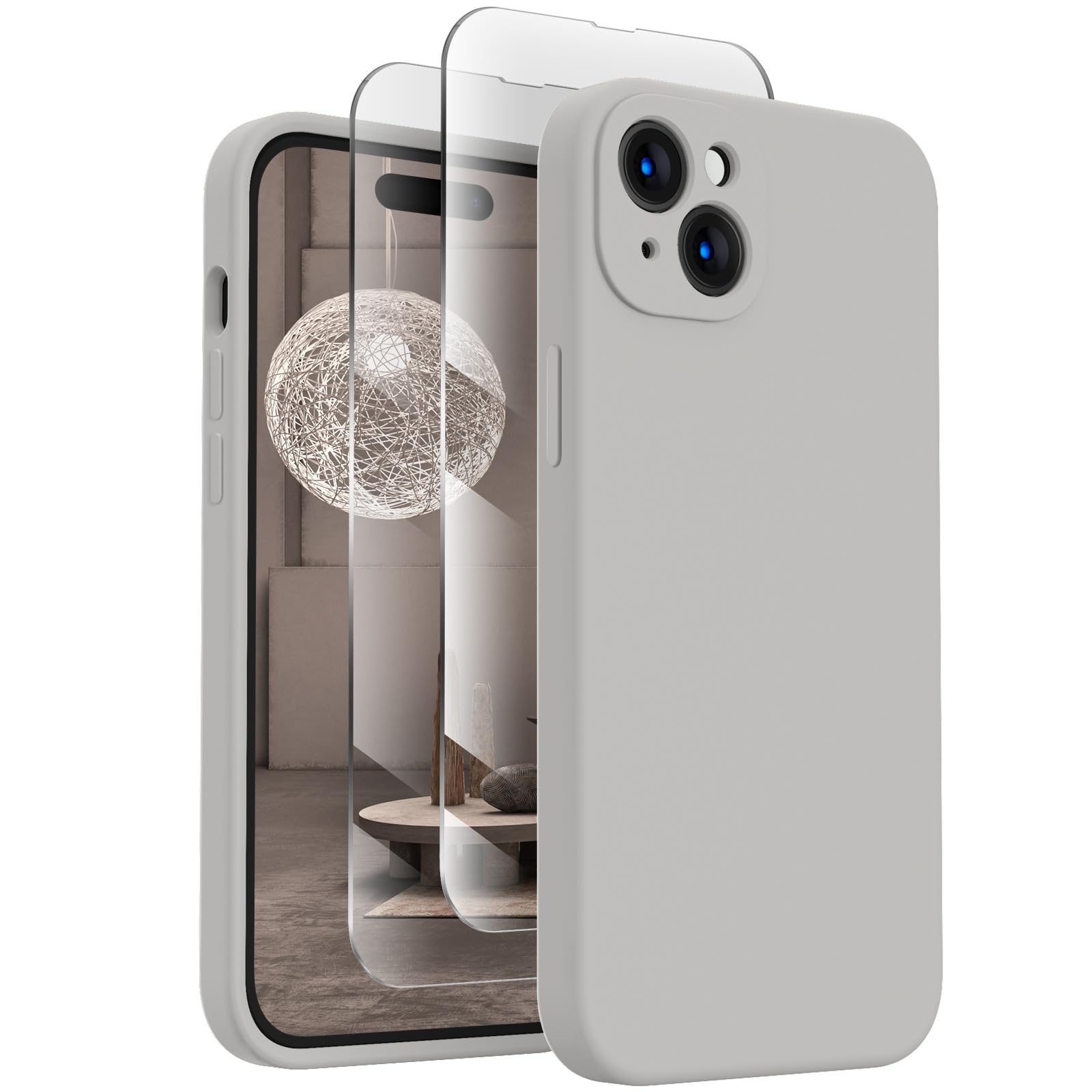 Sponsored Ad - Designed for iPhone 15 Plus Case, Silicone [Camera Protection] Case with [2 Screen Protectors], Soft Anti-Scratch Microfiber Lining Inside, 6.7 inch, Natural Titanium