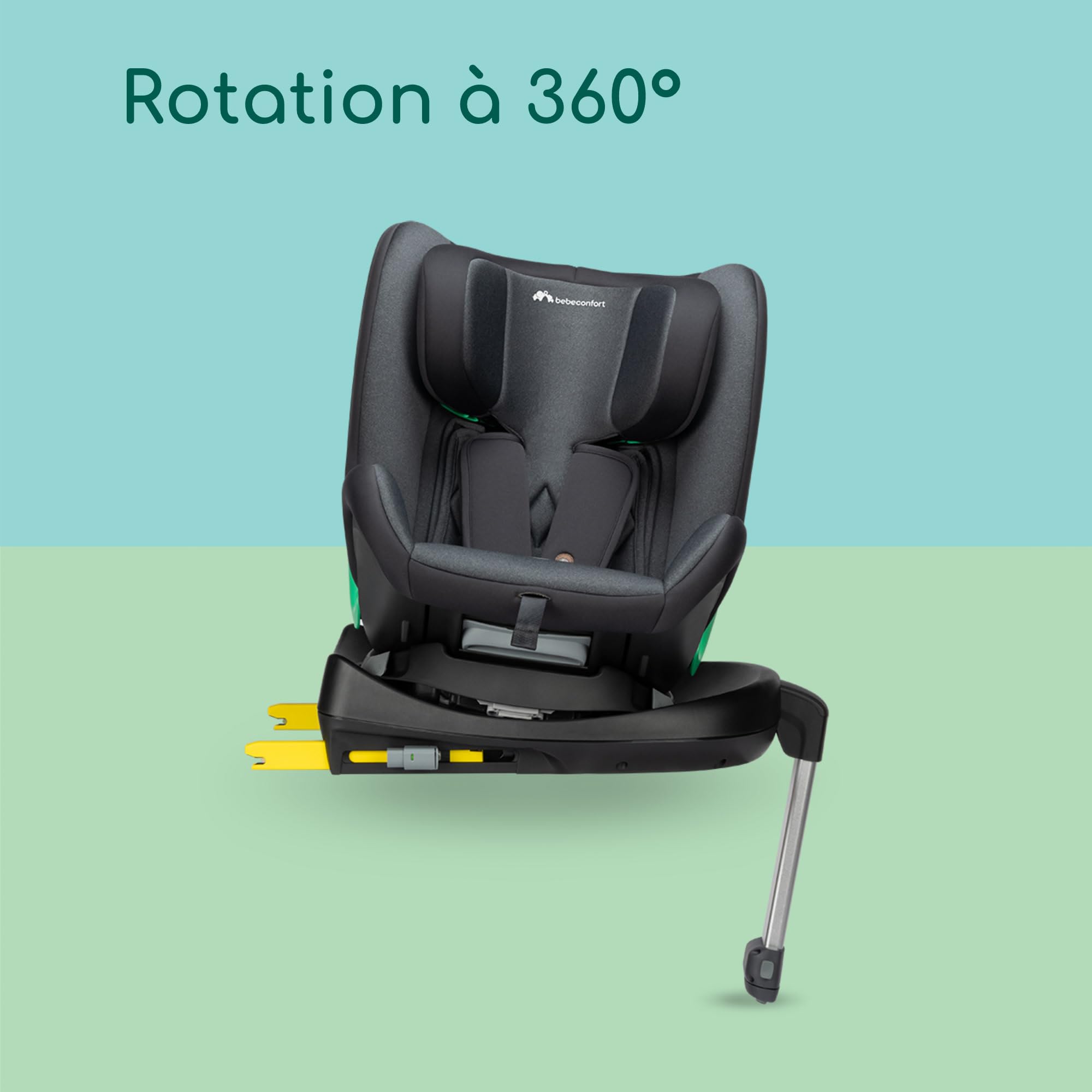 Bebeconfort EvolveFix Plus i-Size, Siege Auto 360, 0-12 Ans, 40-150 cm, Siège Auto ISOFIX, 10 Positions d'Appui-tête, 4 Positions d'Inclinaison, Protection Contre les Chocs Latéraux, Tinted Black