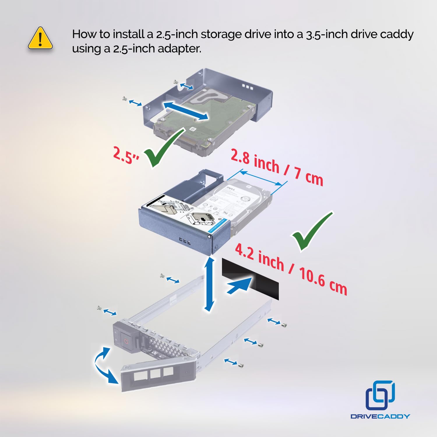 2.5 To 3.5 Inch SSD/SATA Drive Tray Caddy Adapter For Dell Servers – FRU00FC28, F238F, X968, 9W8C4