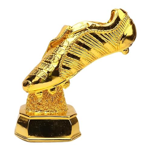 LNGODEHO 24K European Golden Football Boot Replica Trophy Champion Top Shooter Award Cup Statue Fans Souvenir Cup for School Tournament (Flat Shoe)