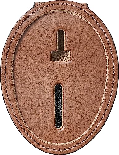 Image of Los Angeles LAPD and Phoenix Badge Holder ID Holder Tan Leather with Belt Clip and Neck Chain (Cutout PF158)