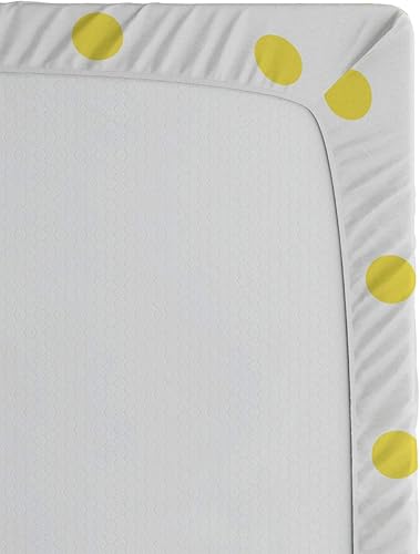 Miniatura 5 de Lunarable Sábana bajera ajustable de lunares, pequeños lunares amarillos retro sobre fondo liso, patrón circular de igual tamaño, ropa de cama de