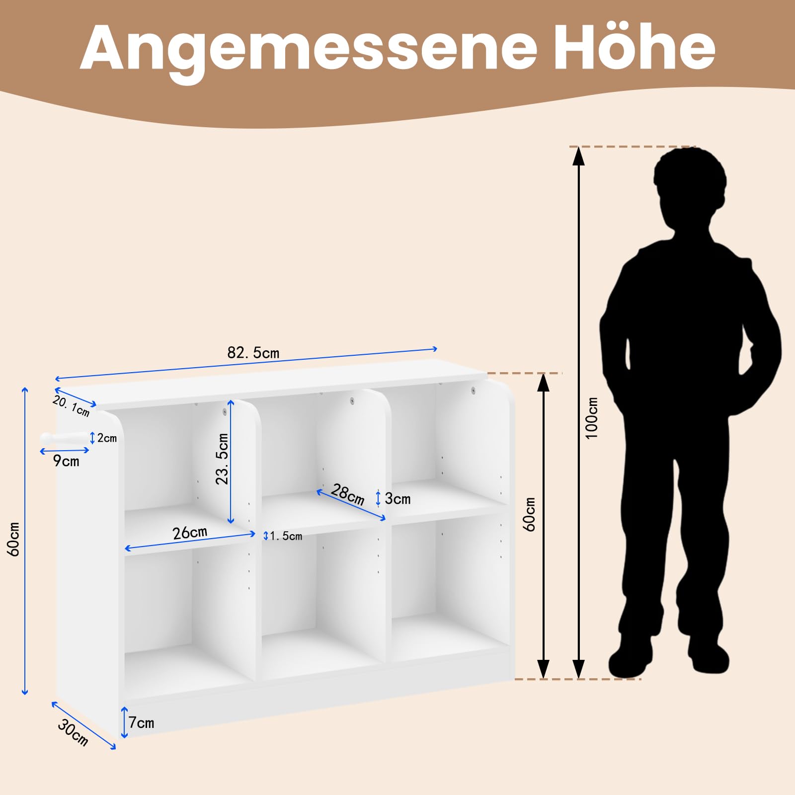 Lestarain Bücherregal Kinder 2 Ebenen 6 Fächer Weiß