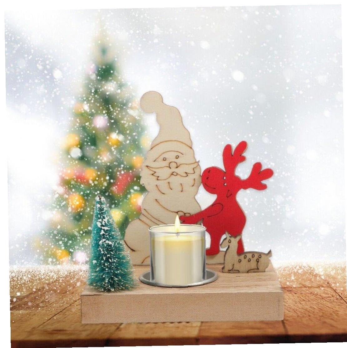 Amazon.co.jp: クリスマス 木製 キャンドルホルダー サンタクロウ
