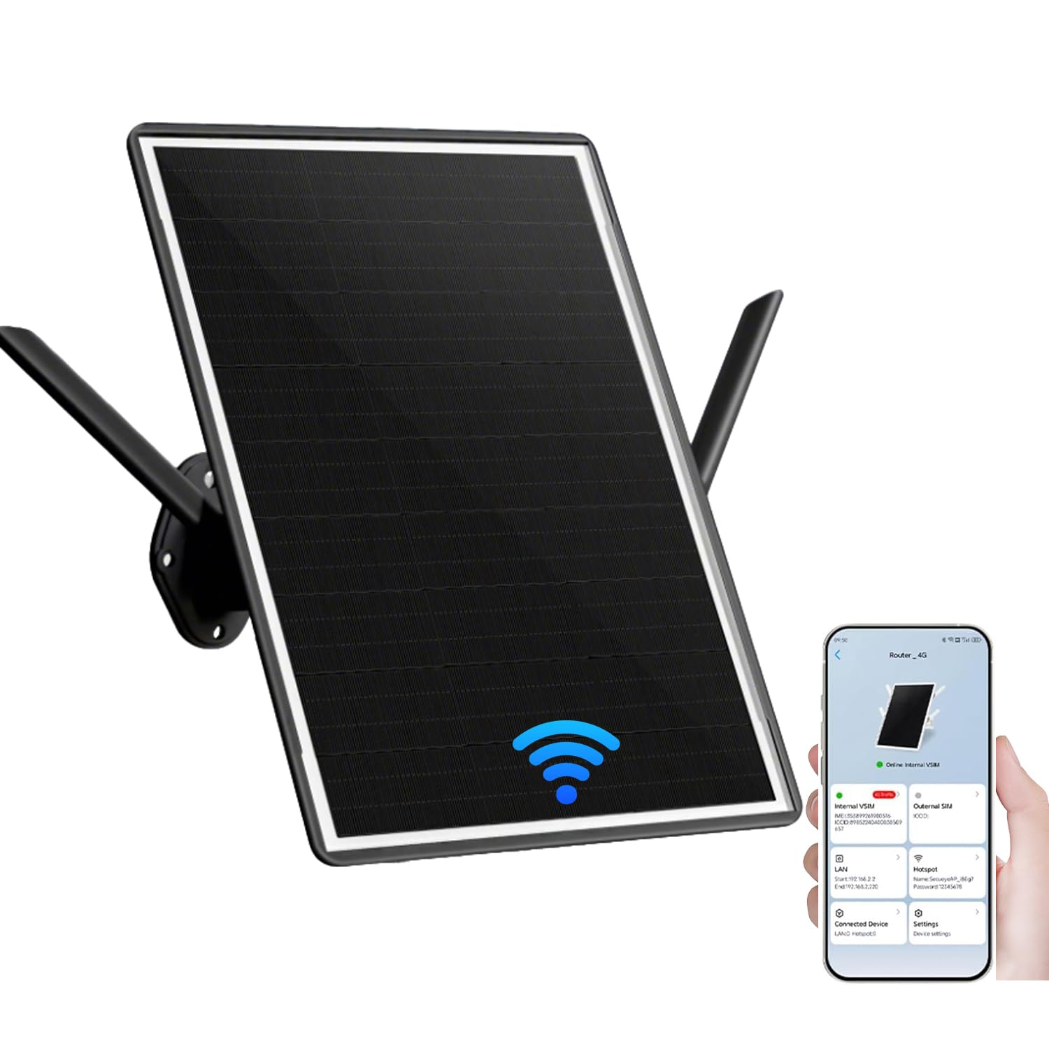 Solar Outdoor 4G Router with SIM Card Slot,Single-Band, 2.4 GHz WiFi Surport 8 Camera, 15W Solar Panel, Built-in 20000mAh Battery,Waterproof IP65, Outdoor WiFi Solution for Securiy Camera