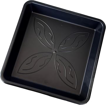 Square Plant Saucer – Durable Plastic Planter Drip Tray for Indoor & Outdoor Gardens (1, Black 14CM)