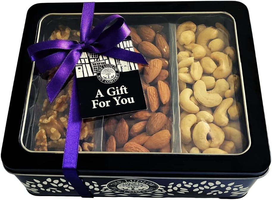 Whole Nut Selection Luxury Gift Tin By The Ludlow Nut Co - Assorted Gift Set 620g - Premium Quality Mixed Nuts - Whole Almonds, Walnut Halves and Cashew