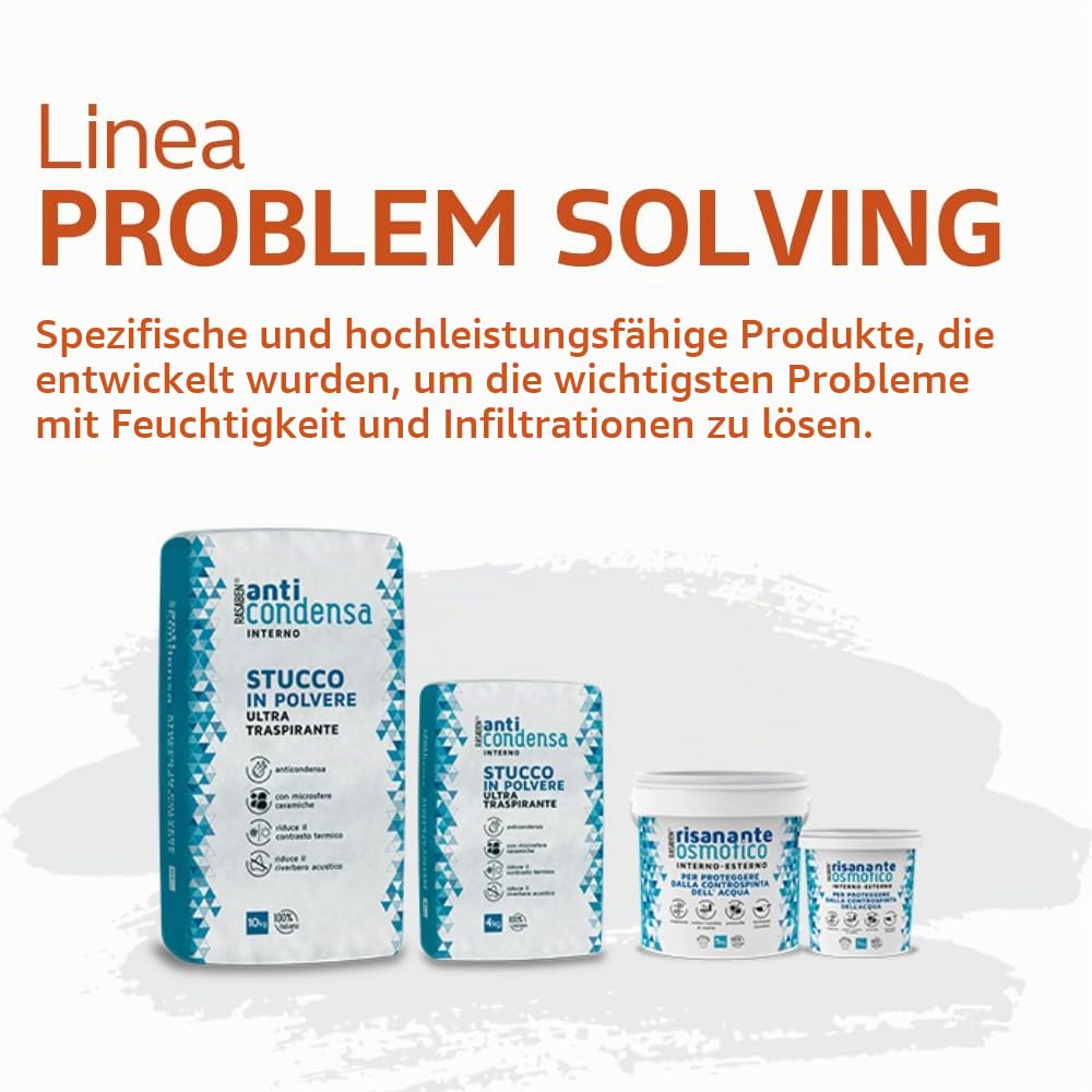 Osmotischer Sanierputz 5 kg – Dichtschlämme gegen Feuchtigkeit, Spachtelmasse zur Abdichtung von Wänden und Böden, schimmelhemmend, atmungsaktiv, für Innen- und Außenbereich, Made in Italy