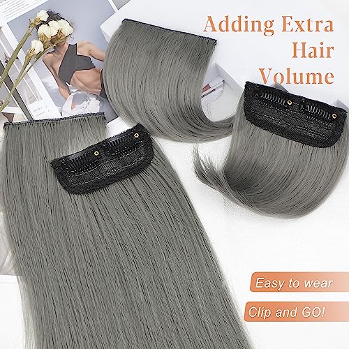Forcuteu Hair Toppers For Women 4Pcs Short Thick Hairpieces Grey Clip In Short Hair Extensions Adding Women Extra Hair Volume Hairpieces For Daily Use #TOP7