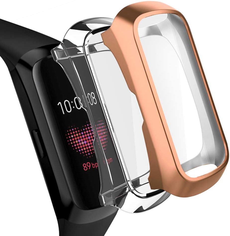 OenFoto Compatible with Samsung Galaxy Fit Case Screen Protector, Soft TPU Plated Cover Full Cover Rugged Bumper Frame Compatible Samsung Galaxy Fit Fitness Tracker