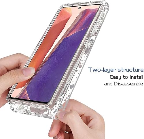 Miniatura 4 de Vokuha Funda para Galaxy Note 20 5G, Samsung Note 20 para niñas, bonita funda floral de TPU transparente a prueba de golpes, funda protectora para