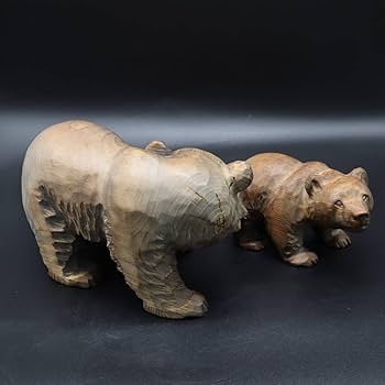 Amazon.co.jp: △木彫りの愛らしい親子熊とこぐまセット｜木彫り