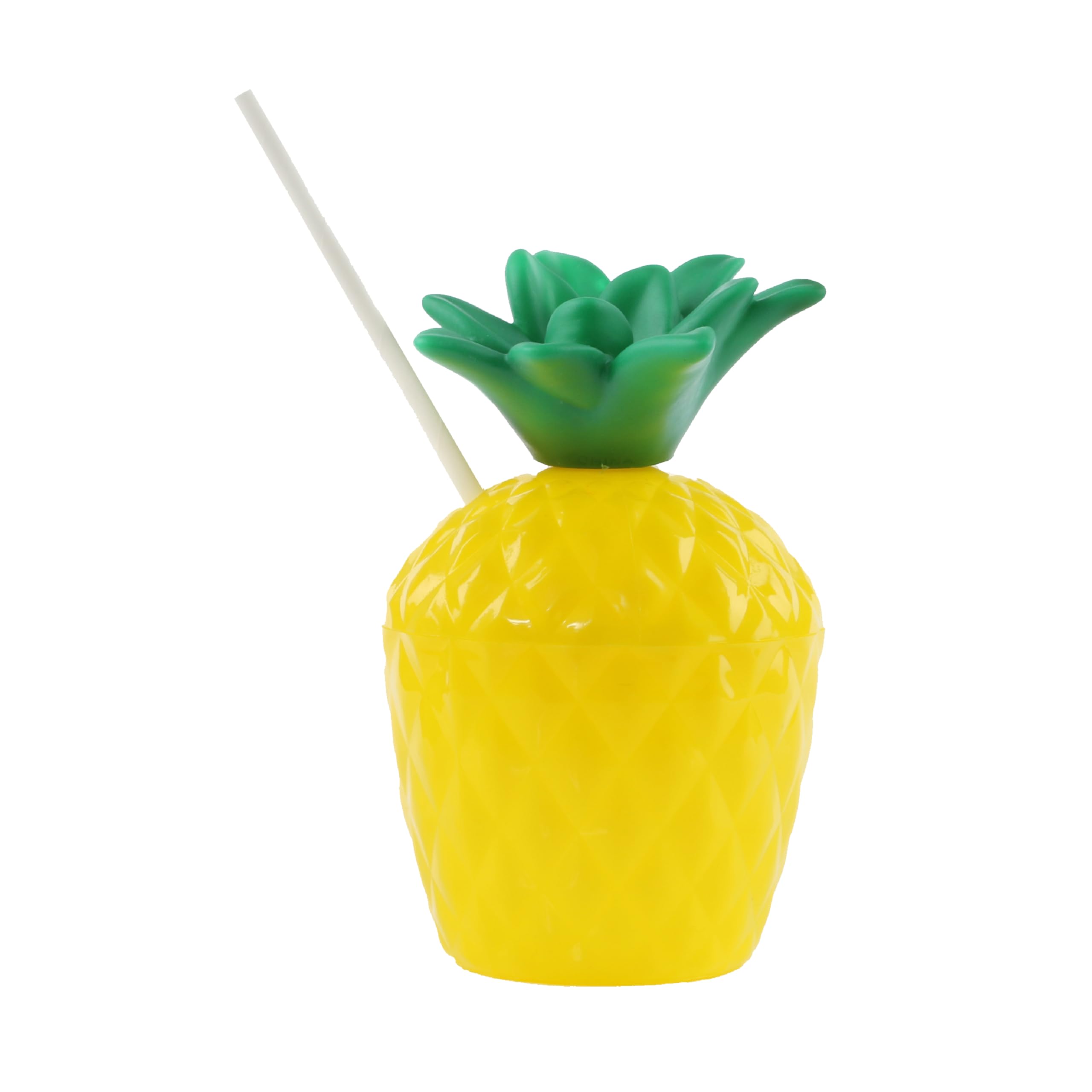 Reusable Plastic Pineapple Cup & Paper Straw - Pack of 3 - Perfect for Parties, Picnics, BBQs, or Any Summer Event