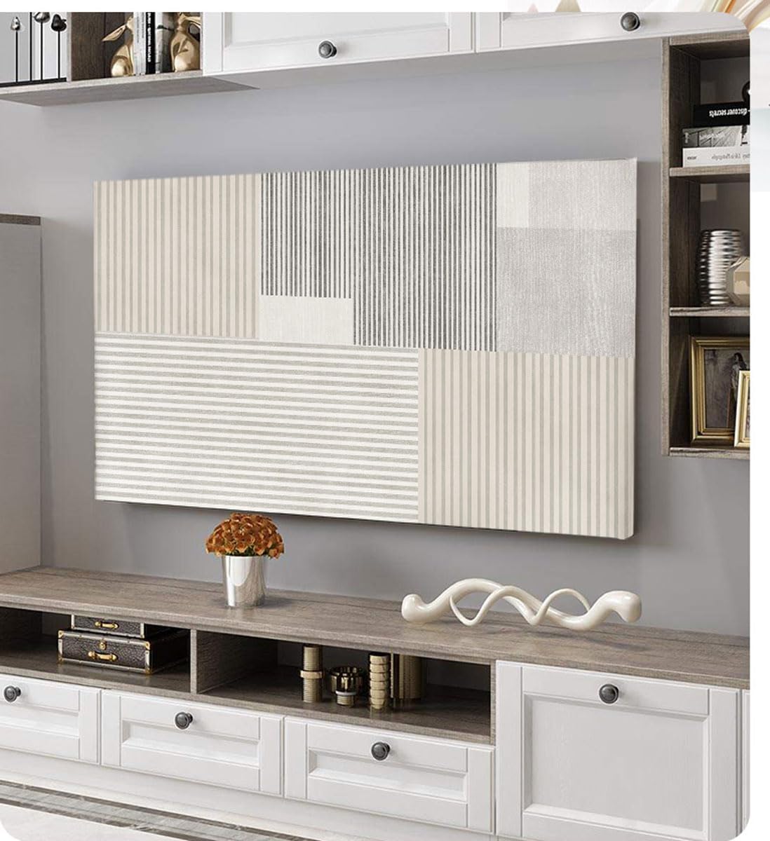 Universal TV Dust Cover 32-85in Indoor Art Cloth Display Protective Case Dust Proof TV Screen Protector Bedroom Living Room Decor(Size:55-65IN,Color:A)