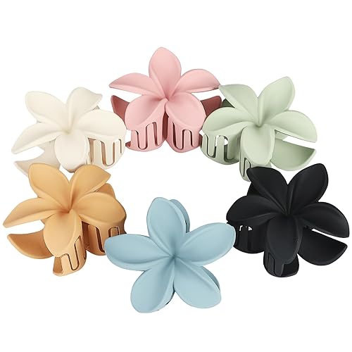 Miniatura 2 de Pinzas para el pelo de flores coloridas, 6 pinzas grandes de plumeria para cabello grueso y fino, accesorios de playa para mujeres y niñas