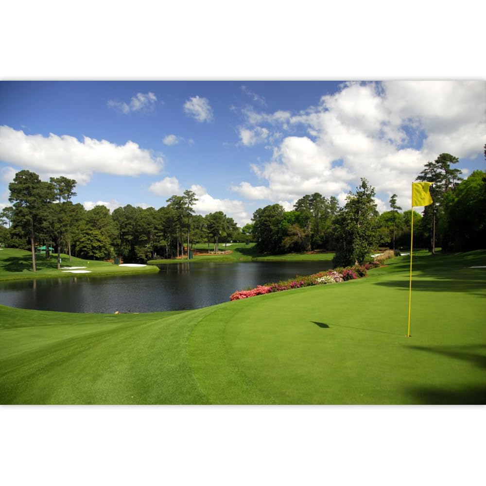 Pnylzzyxh Golf Course Backdrop - Woodland Green Grass Lawn Flag Lake Sports Backgrounds for Photography Party Decorations Birthday Banner Photo Studio