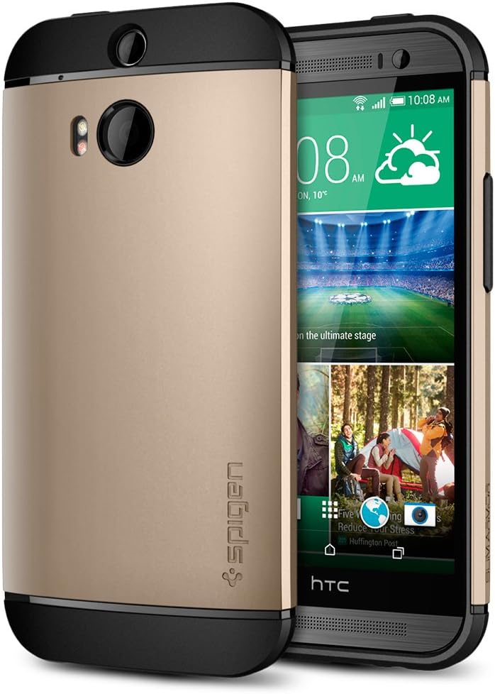 HTC One M8 Case, Spigen [AIR CUSHION] HTC One M8 Case Protective [Slim Armor] [Champagne Gold] Air Cushioned Dual Layer Protec