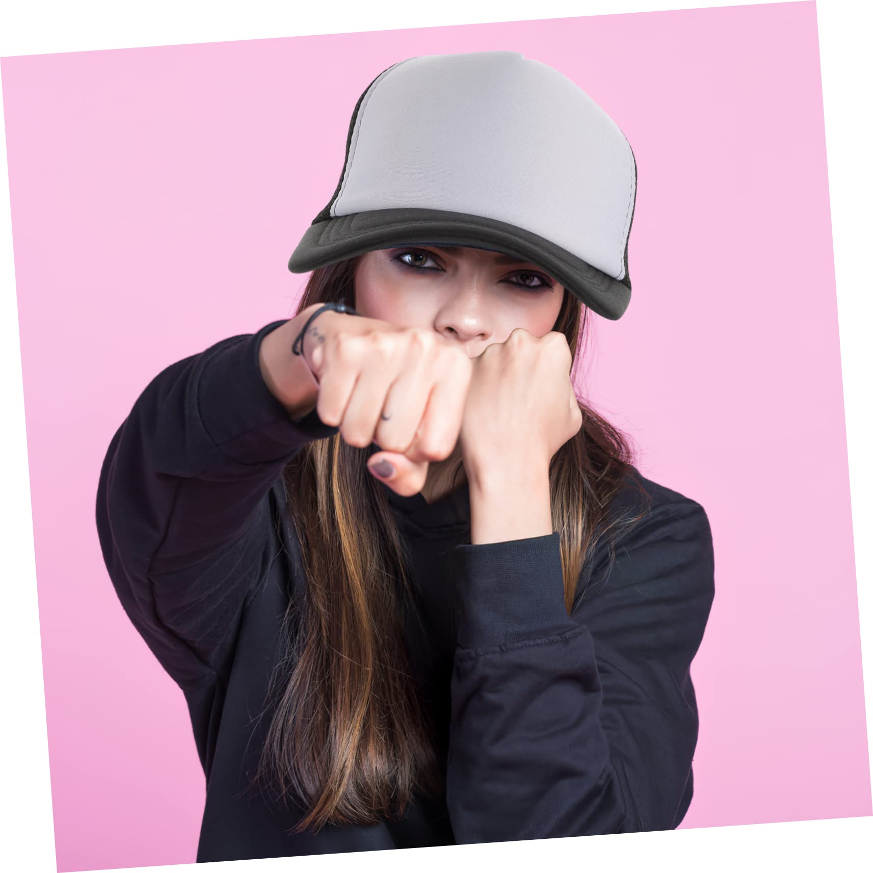 FRCOLOR 10 Stück Packung Schwarze Basecap Netz mit Mesh Design Leicht und Geeignet für Sublimationsdruck für Selbstgemacht Wärmeübertragung und Outdoor Aktivitäten Wie Klettern