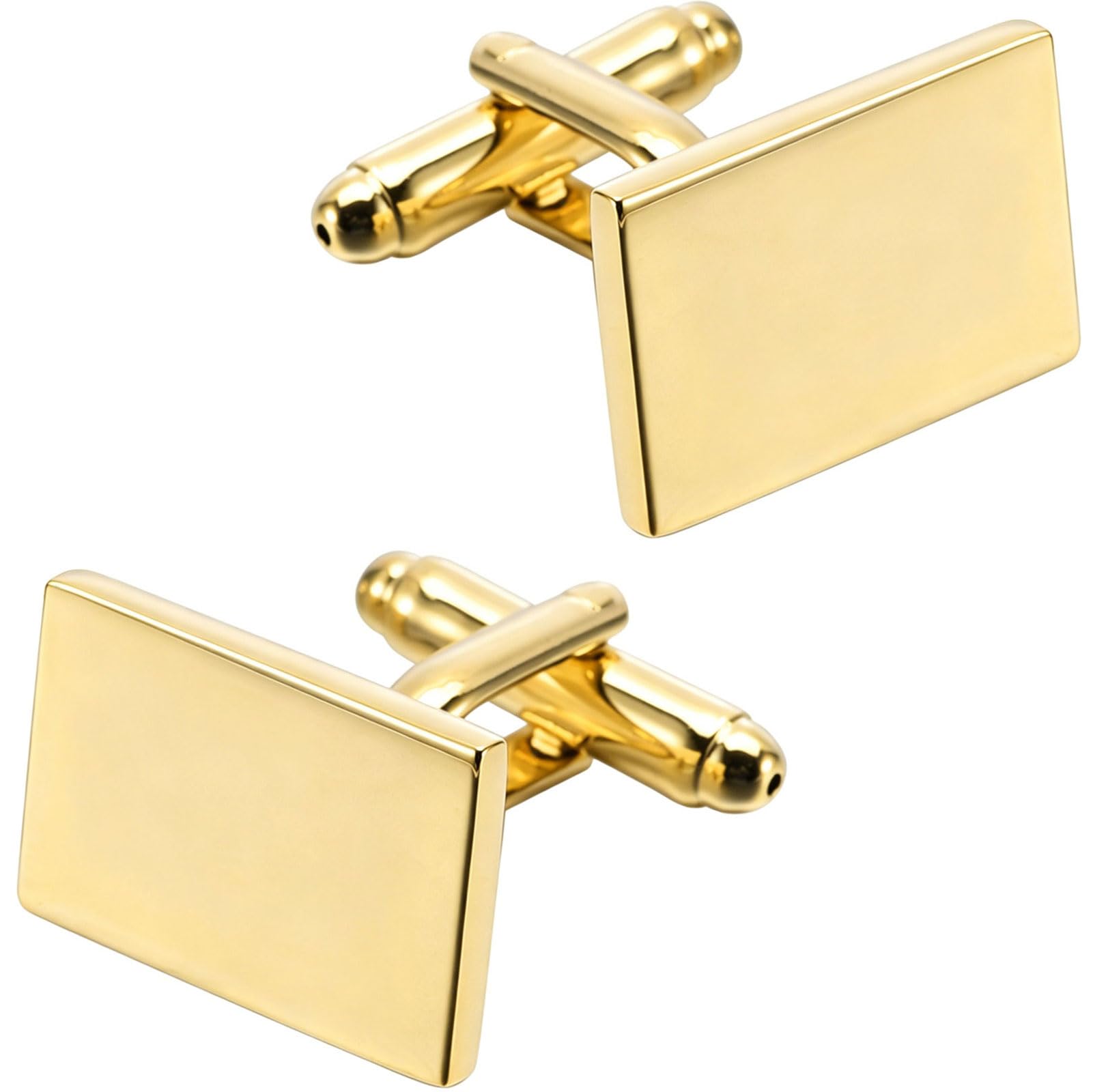 Classique Rectangle Brillant Métal Boutons de Manchettes Homme en Coffret Cadeau Cufflinks Bijoux pour Mariage Affaires Chemise Robe Cadeau Anniversaire