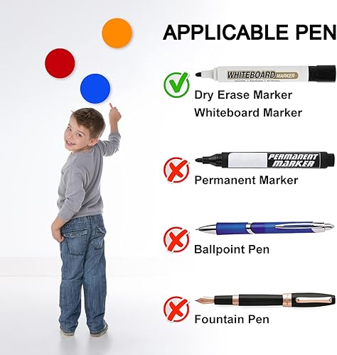 Miniatura 4 de 40 puntos circulares de borrado en seco, 6 pulgadas de vinilo multicolor, adhesivos autoadhesivos para el suelo del aula, para profesores de