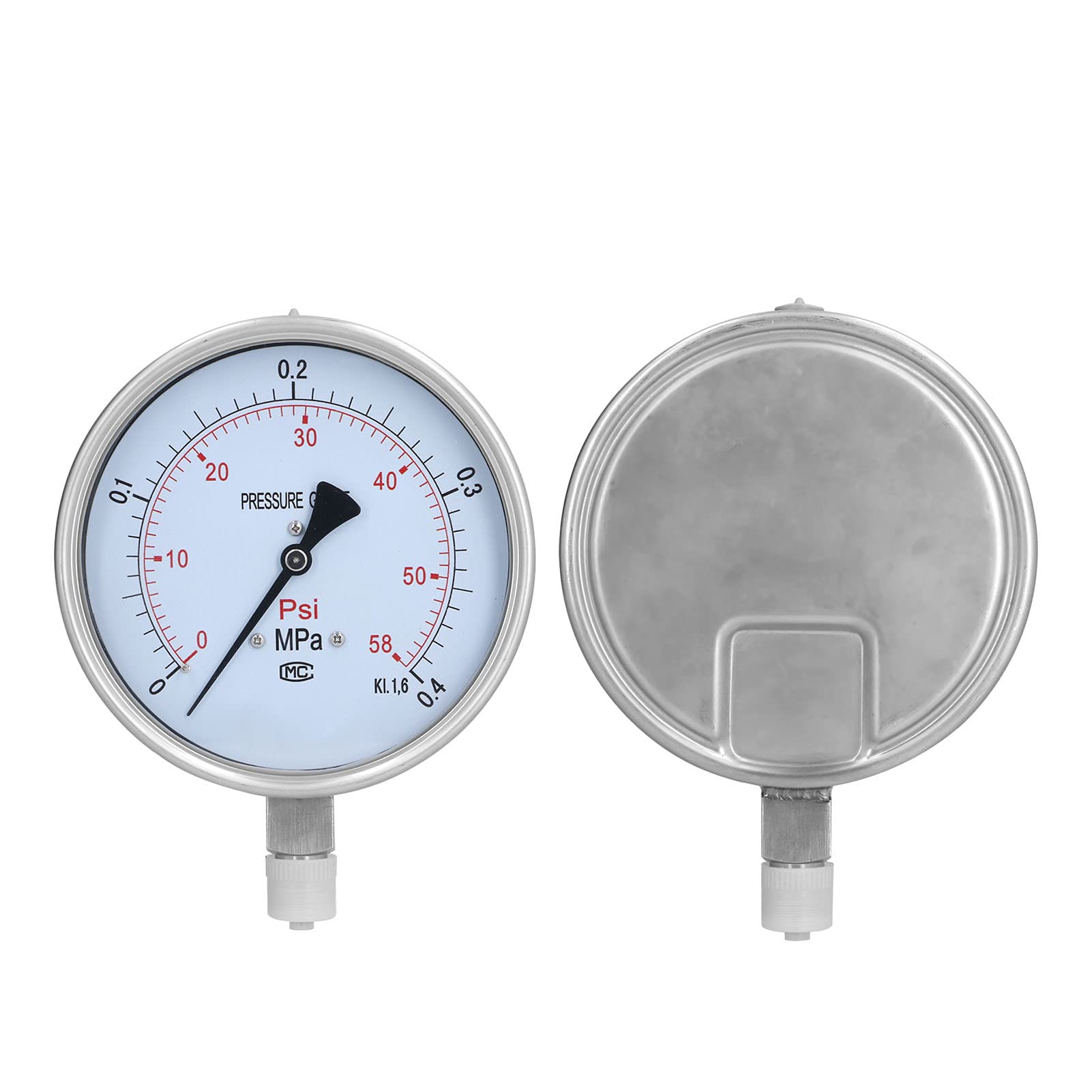 Manómetro de Acero Inoxidable 0-0.4MPa Diseño Duradero para Uso en Tuberías y Petroquímicos 150 Mm