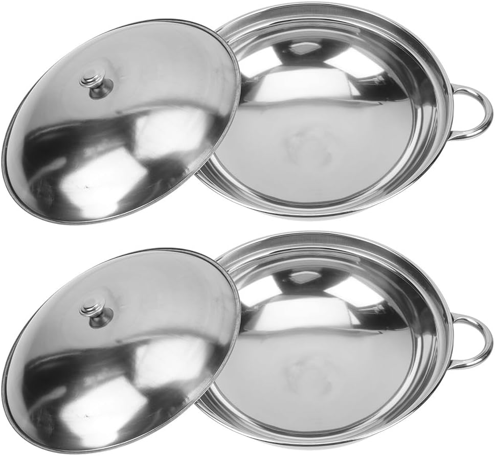 Stainless Steel Cooking Pot Set with Lids 10.23-inch Double Ear Hot Pot Rapid Even Heat Transfer for Seafood Dry Spicy Soup Kitchen Cookware