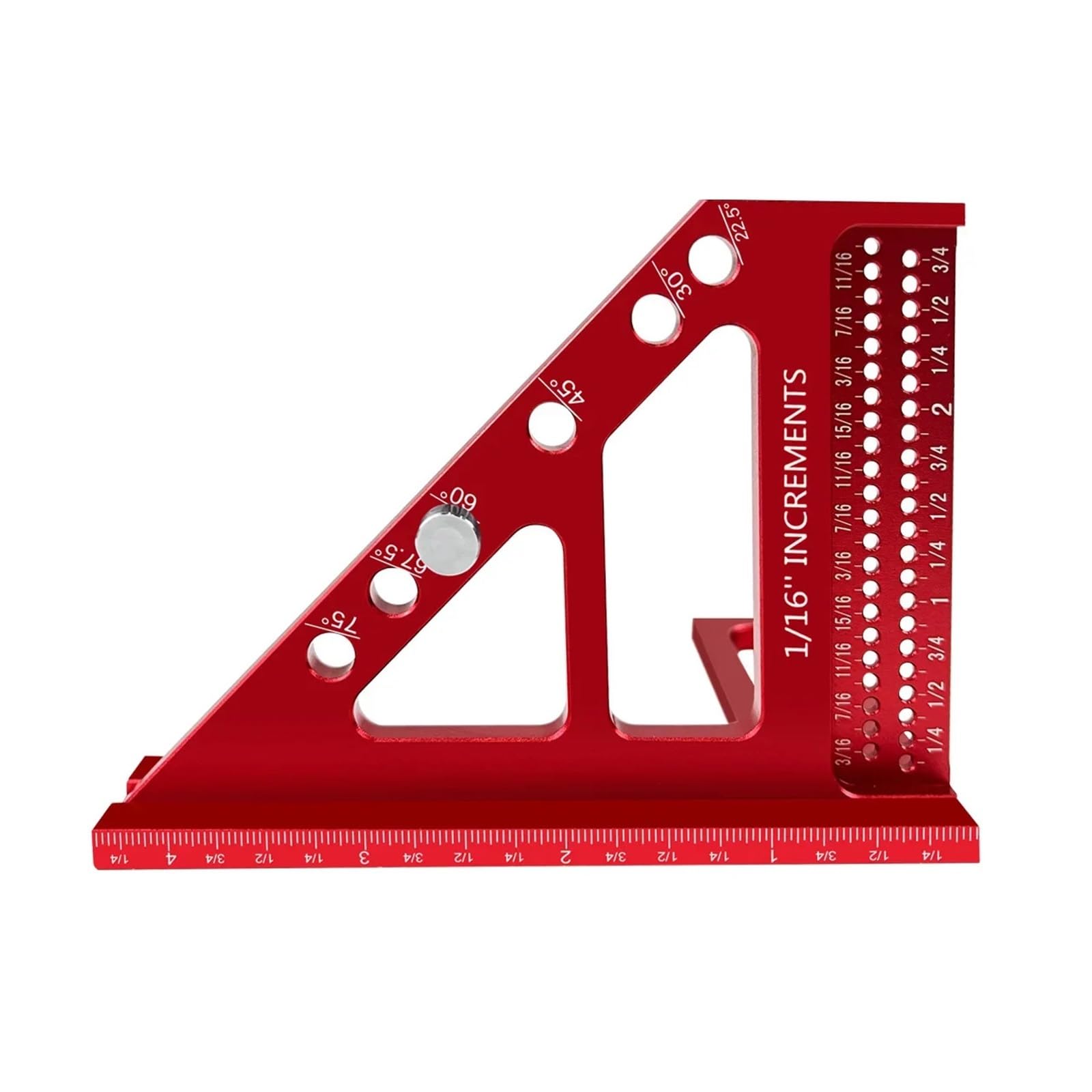 squadretta (utensile da falegname) Goniometro quadrato multi-angolo 3D for la lavorazione del legno, tracciatore di tipo T con righello triangolare in lega di alluminio - 22,5/30/45/60/67,5/90 gradi(R