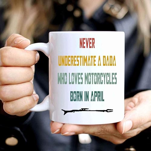Miniatura 4 de Funny Gift Unique Motorcycle Gifts, Birthday Present for Dad - Dada Born in April on 11 Oz White Ceramic Coffee Mug