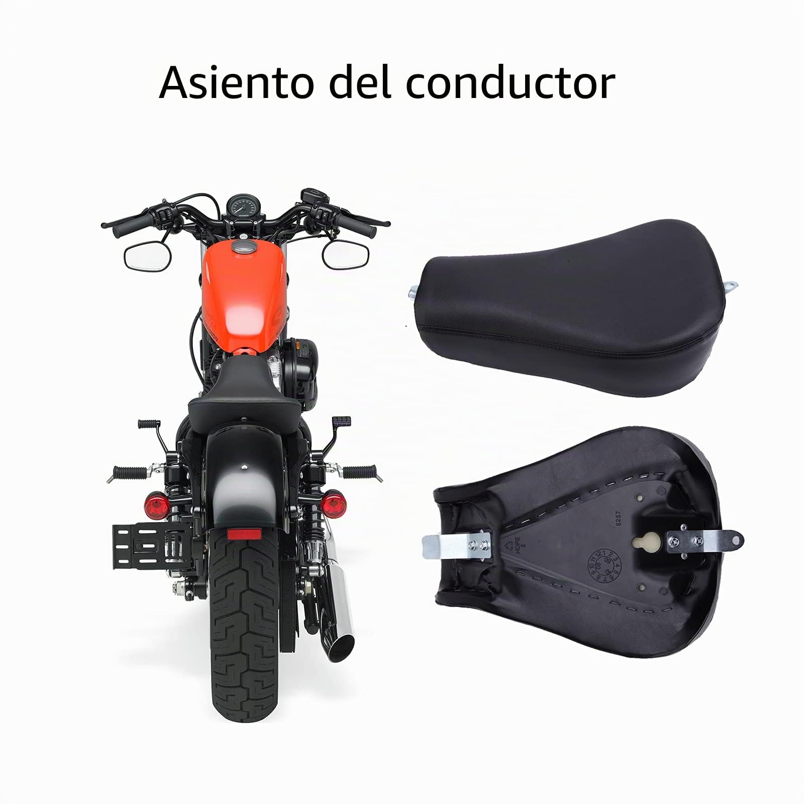 Asiento moto individual del conductor delantero de motocicleta con Sportster XL883 XL1200 48 72 2010-2015 Cafe Racer, negro.