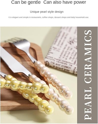 Miniatura 6 de Juego de cubiertos creativos de acero inoxidable con mango de cerámica para 4 personas, juego de cubiertos para 4 personas, cuchillo creativo para