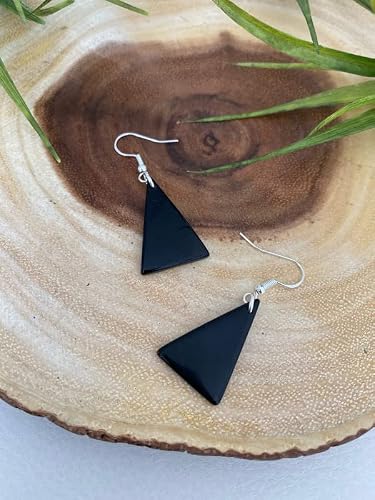 Tagua Earrings In Black Tag261, Triangle Tagua Nut Earrings, Vegetable Ivory Dangle Earrings, Organic Earrings #TOP1